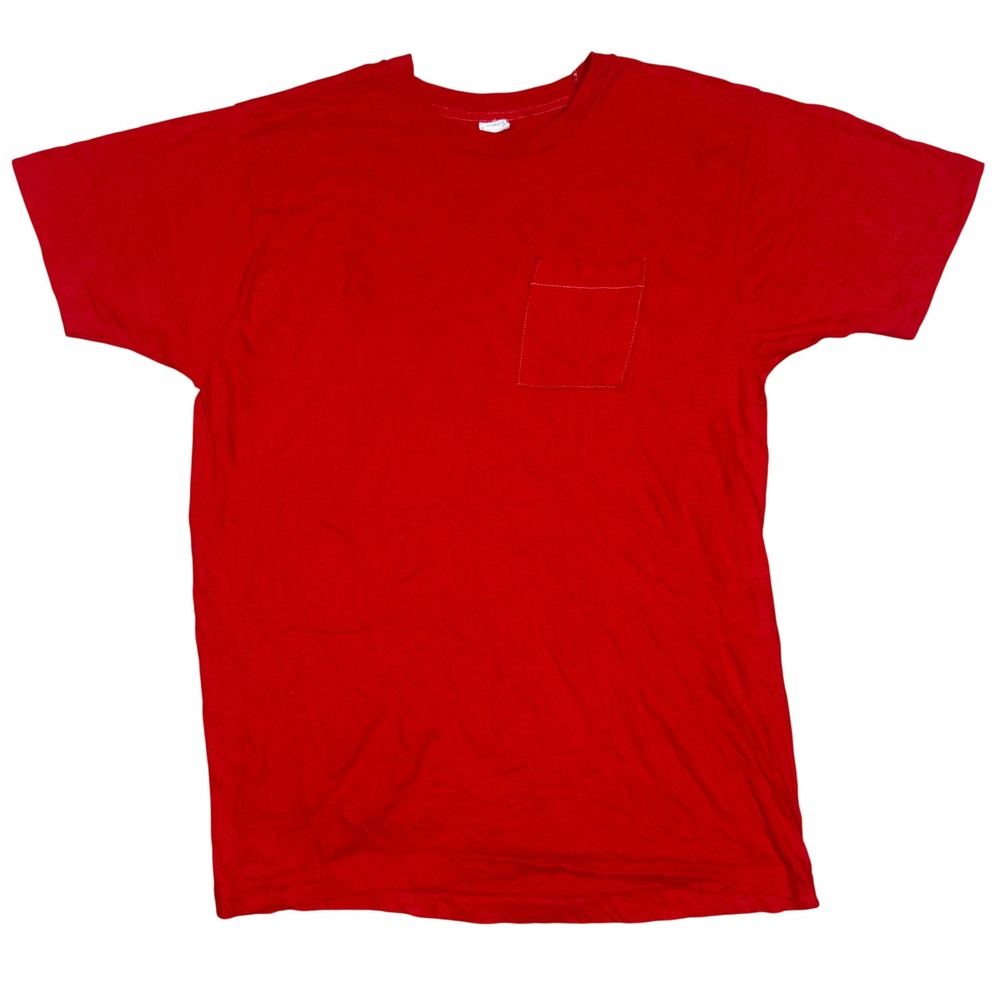 Vintage 90s Blank Selvedge Pocket T-Shirt L Thin Single Stitch 19.5x28 USA Made
